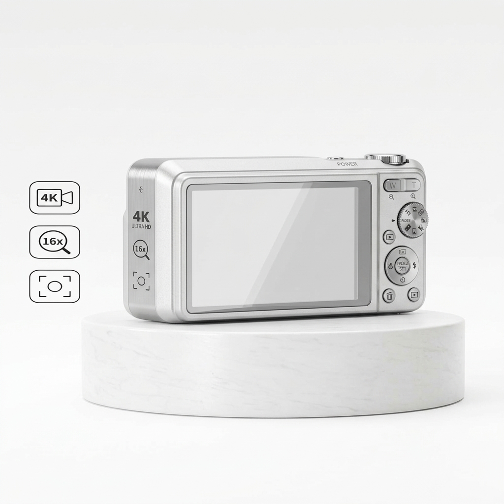 Appareil Photo Numérique Compact 4K Ultra HD 64 MP (Argent) — vue 5